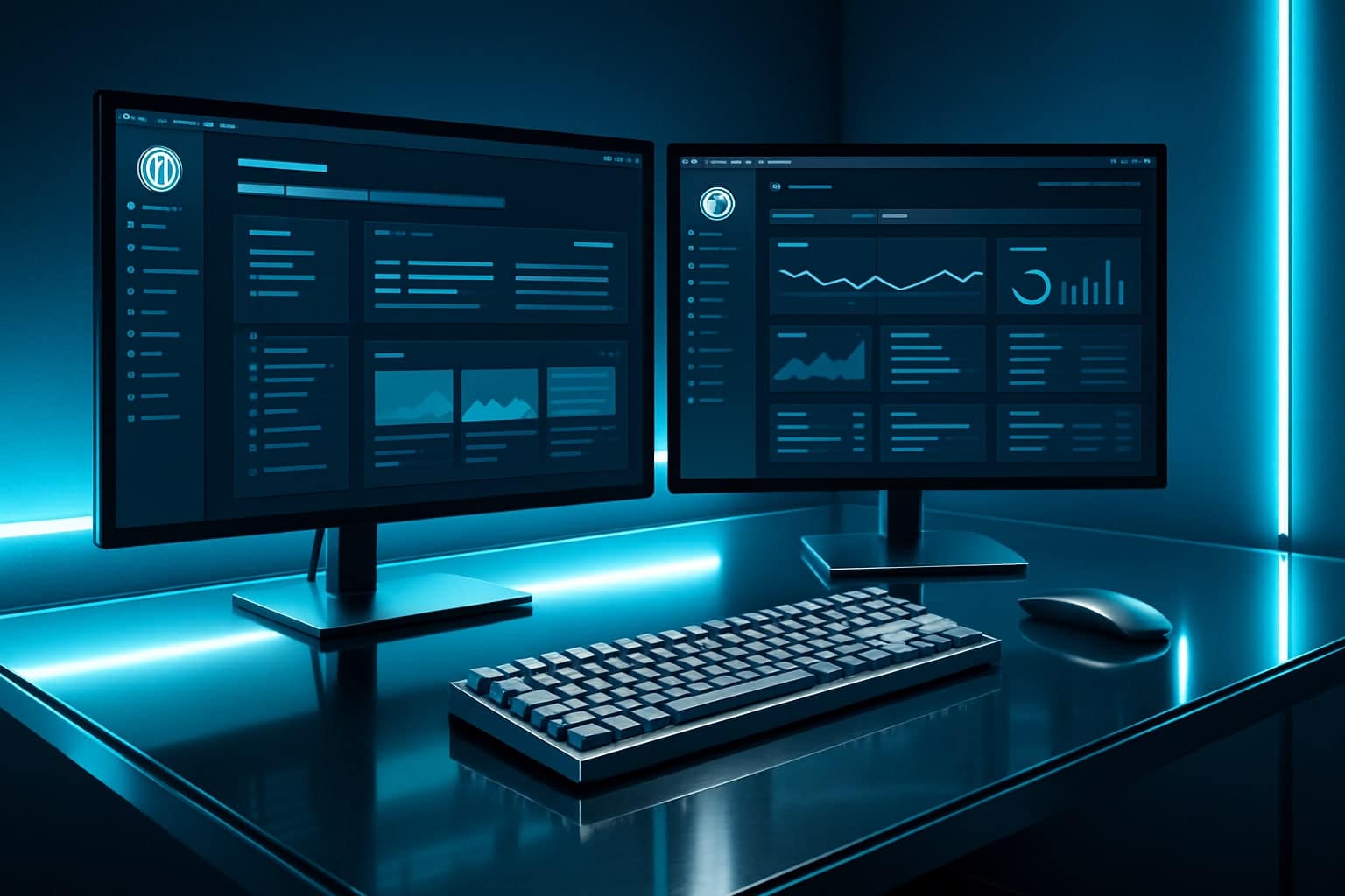 Comparatif visuel WordPress et PrestaShop dans un environnement high tech