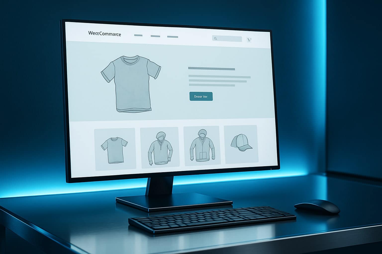 Illustration high tech du thème Storefront appliqué à une boutique WooCommerce
