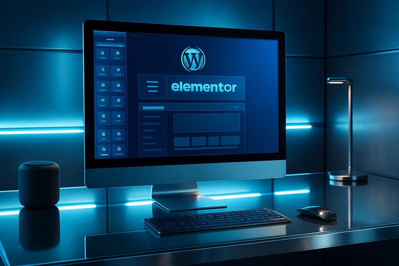 Bureau high-tech illustrant la légèreté du thème Hello pour Elementor