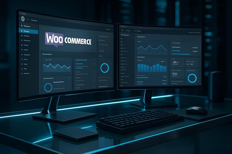 Interface plugin facture PDF WooCommerce dans un environnement high tech