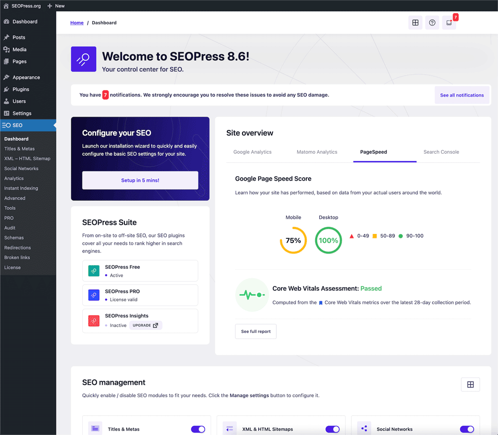 SEOPress Pro Interface