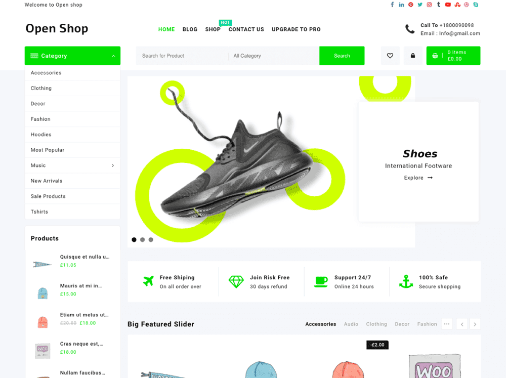 Thème WooCommerce Open Shop